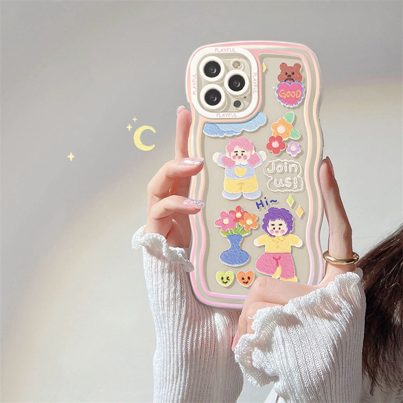 Soft Case TPU Transparan Motif Doodle Perempuan &amp; Laki-Laki Untuk iPhone 13 12 11 Pro Max X Xr Xs Max SE 8 7 6 6s Plus