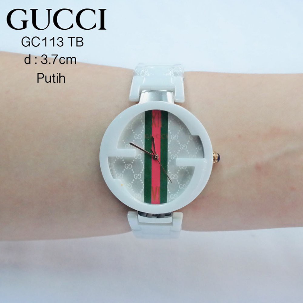 Jam Wanita Gu cci G0853 White Ceramic - Keramik Putih (hargajam harga jam)