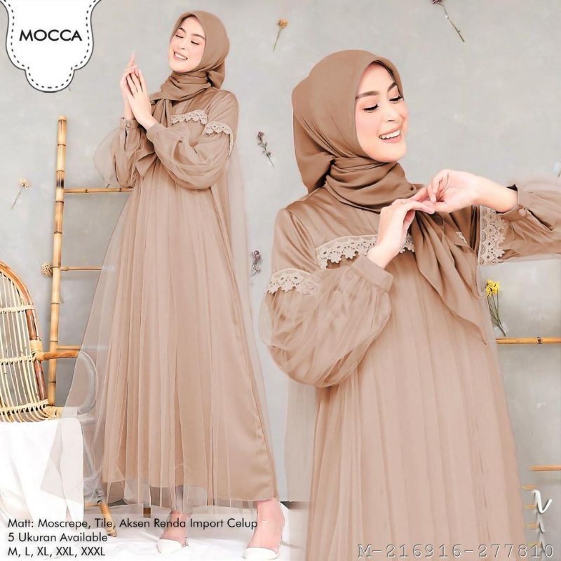 Gamis Wanita Maxi Moscrepe Kombinasi Tile