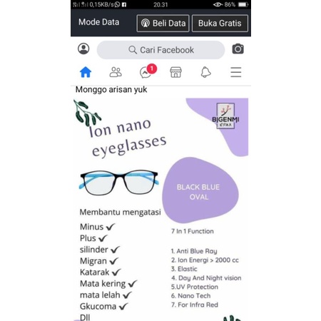 KACAMATA BIGENMI ION NANO RADIASI BLACK BLUE