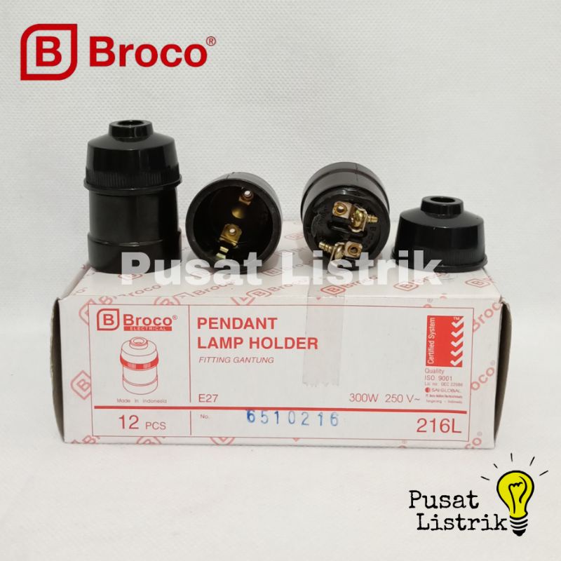 Fitting Gantung Hitam Broco 216L Rumah Lampu Gantung E27 Broco