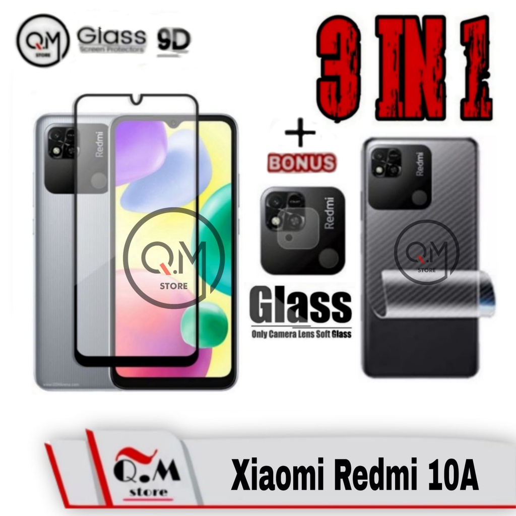 Paket 3in1 Tempered Glass Redmi 10A Anti Gores Pelindung Layar