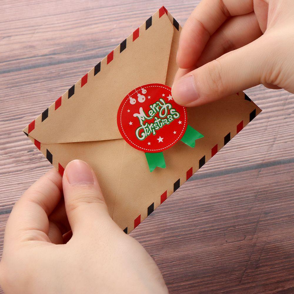 Solighter Kertas Hadiah Stiker DIY Perlengkapan Pesta Biskuit Kotak Hadiah Festival Dekorasi Sealing Craft Merry Christmas