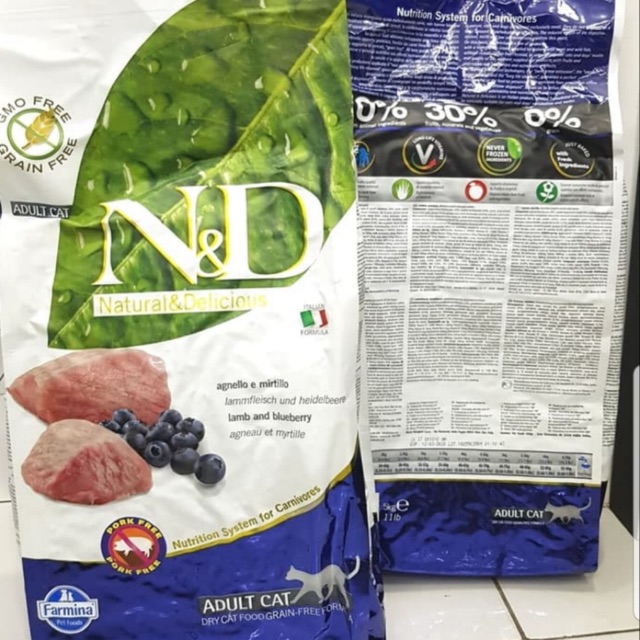 Makanan kucing N&D 10kg  lamb dan blueberry )GRAIN FREE
