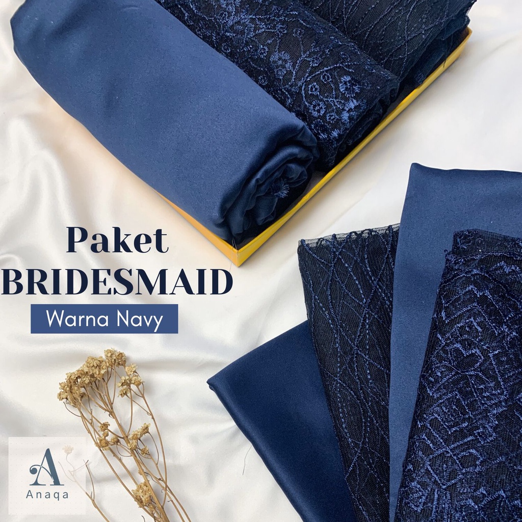 Paket Kain BRIDESMAID PREMIUM // Lamaran // Seragaman Keluarga // Wisuda Lengkap Satin Kebaya Brokat Warna Navy