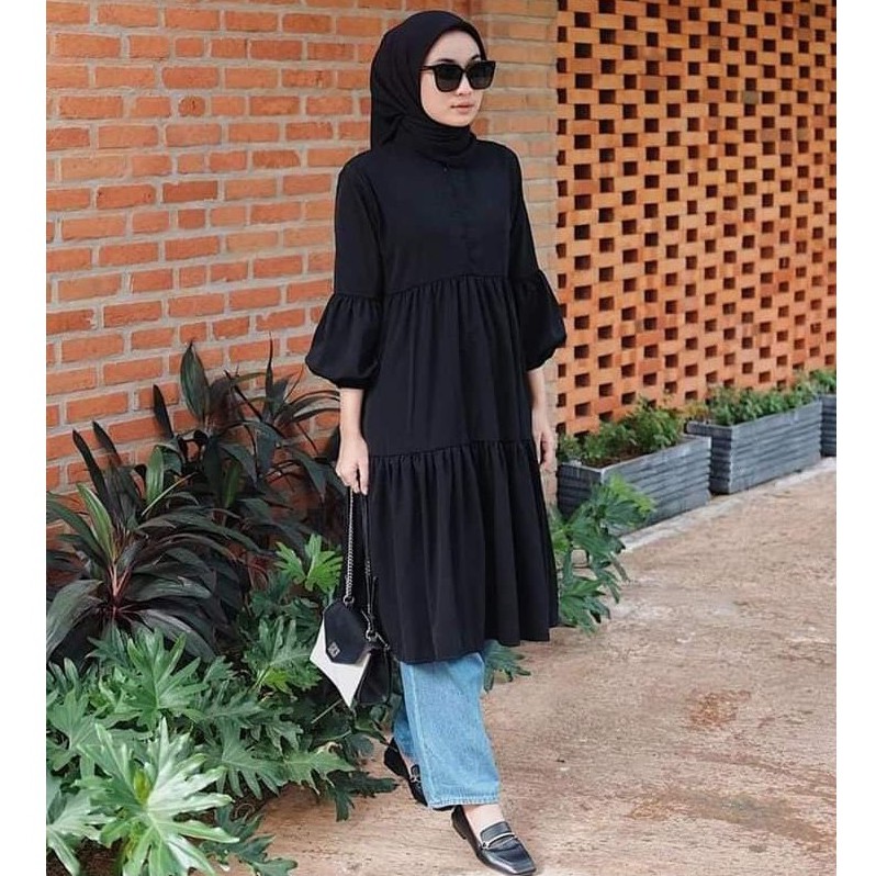 Setelan Baju  Tunik Wanita  Remaja  Kekinian Muslim Jumbo One 