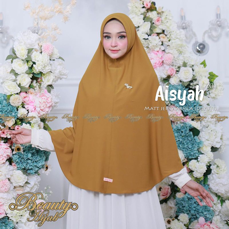 (Ori Beauty) AISYAH XXL GOLD SERIES •jilbab instan syari jersey arsila•kerudung instan pet jumbo