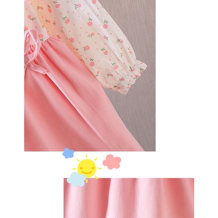 【Happy Baby】0-4Tahun QZ-33 Dress anak perempuan/dess kucing lucu bunga lengan panjang Fashion Anak （4）