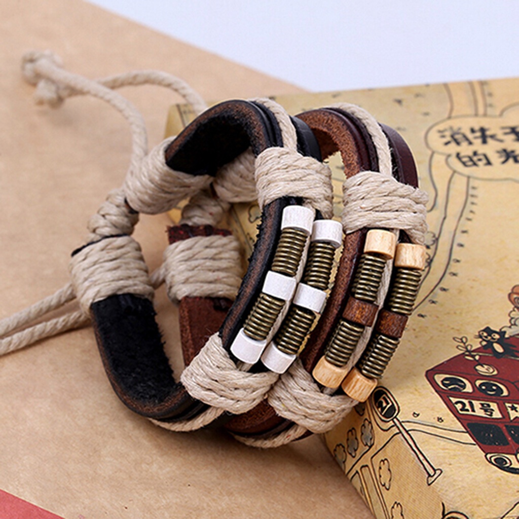 Hu Hu Hu Hu Hu Alat Bantu Pasang Kacamata♡ Gelang Multilayer Bahan Kulit Imitasi Gaya Punk Untuk Unisex