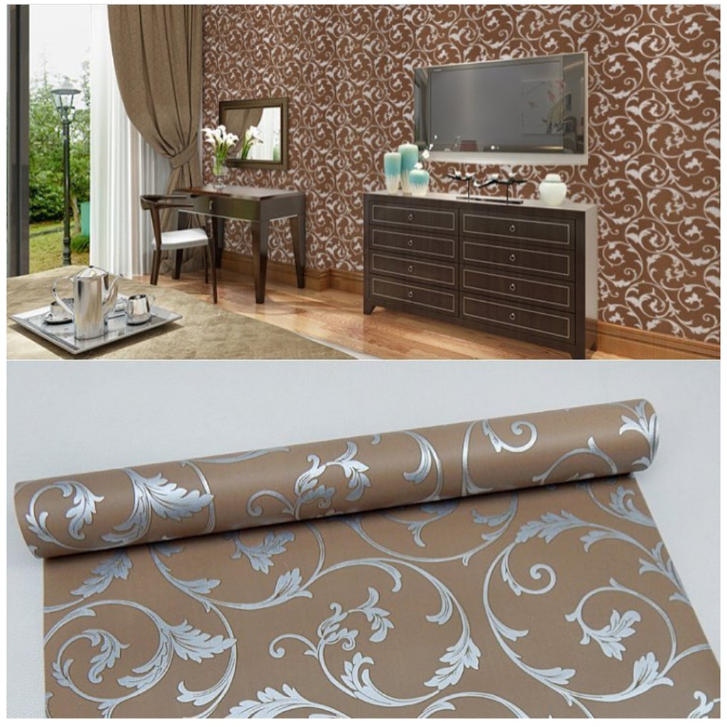 Wallpaper Dinding Batik Ulir Gold