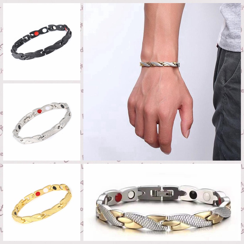 Gelang Motif Naga Untuk Pria wanita  kesehatan pola naga emas hitam titanium wanita anti karat perak silver aksesoris wanita bracelet