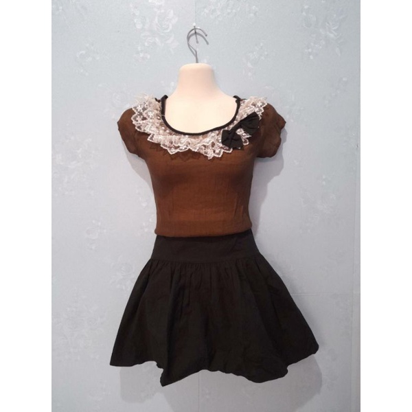 Preloved Dress Coklat Pendek