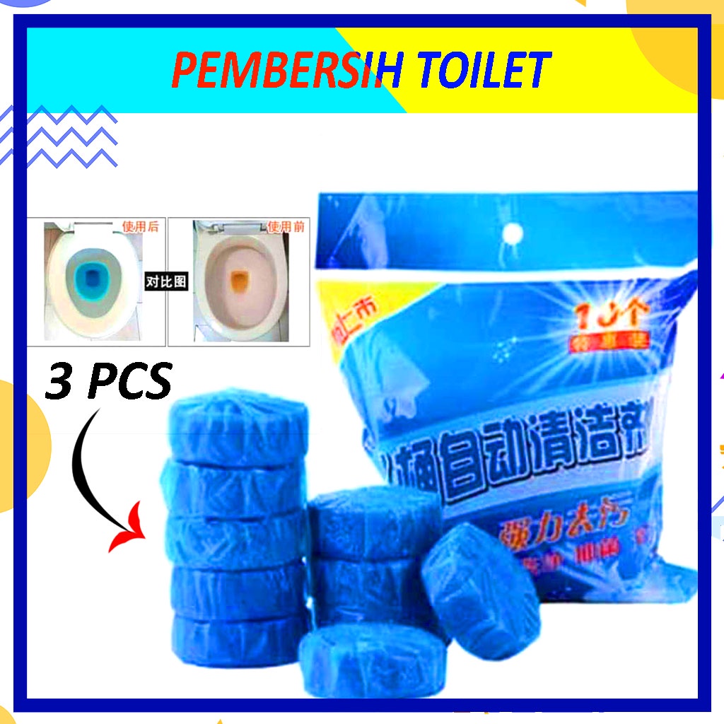 Paket 3 Pcs Tablet Biru Pembersih Kloset / Pembersih Kloset Closet Cleaner / Sabun Biru Pembersih Toilet 50 Gram Isi 3 Pcs