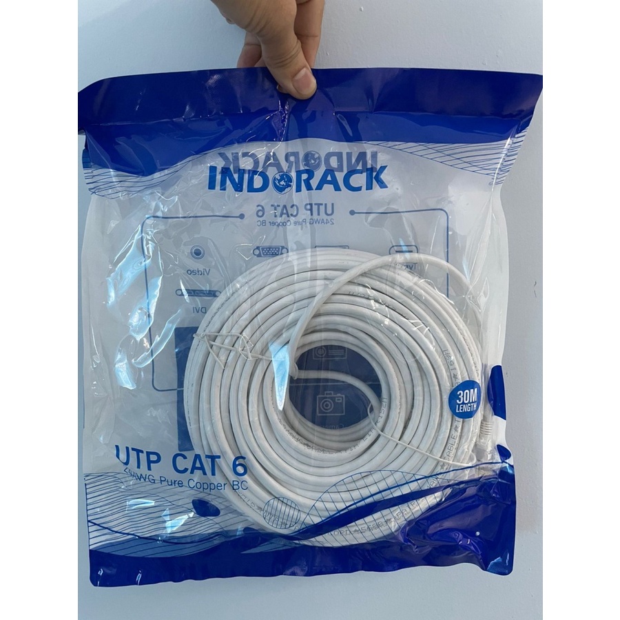 INDORACK C630W 30 Meter Kabel Lan CAT6 UTP Patch Cord Cable -WHITE