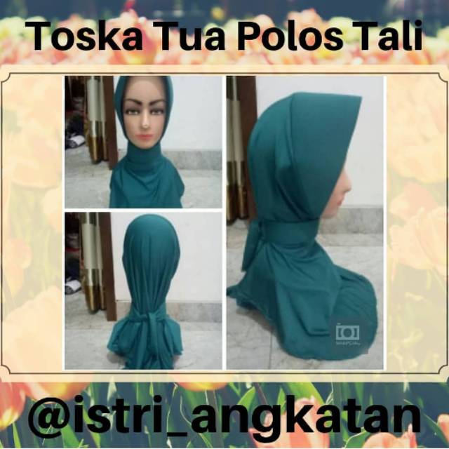 Jilbab Toska Tua Polos Tali