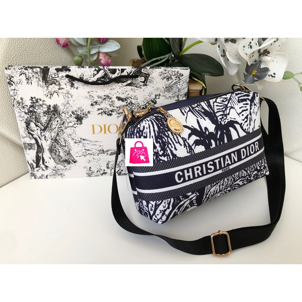 TAS SELEMPANG WANITA 2 RUANG DR IMPORT FREE PAPERBAG UK 26x18cm BAHAN KANVAS