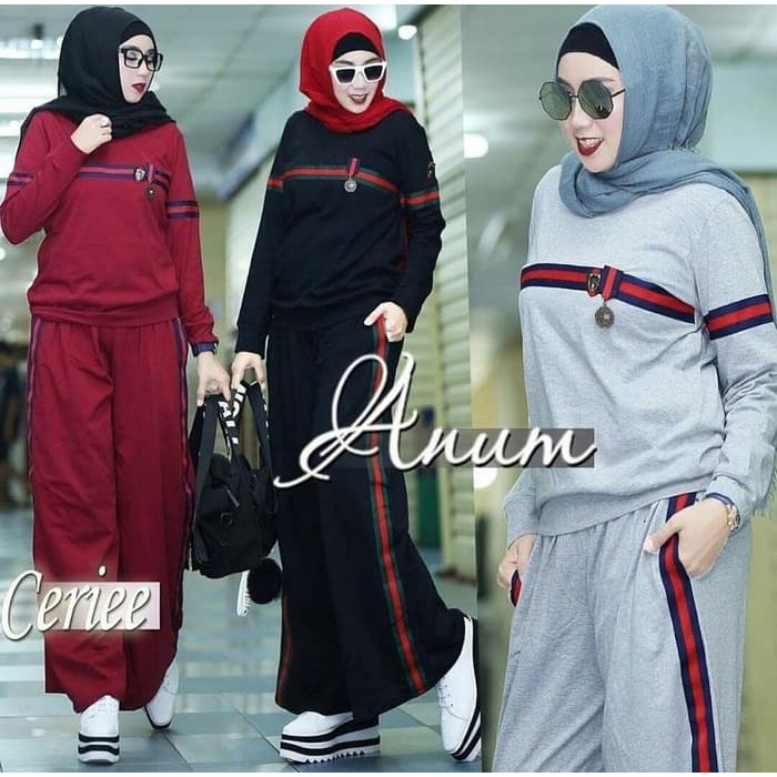 Anum Set Setelan Baju Olahraga Wanita Baju Kaos Muslimah Sporty Shopee Indonesia