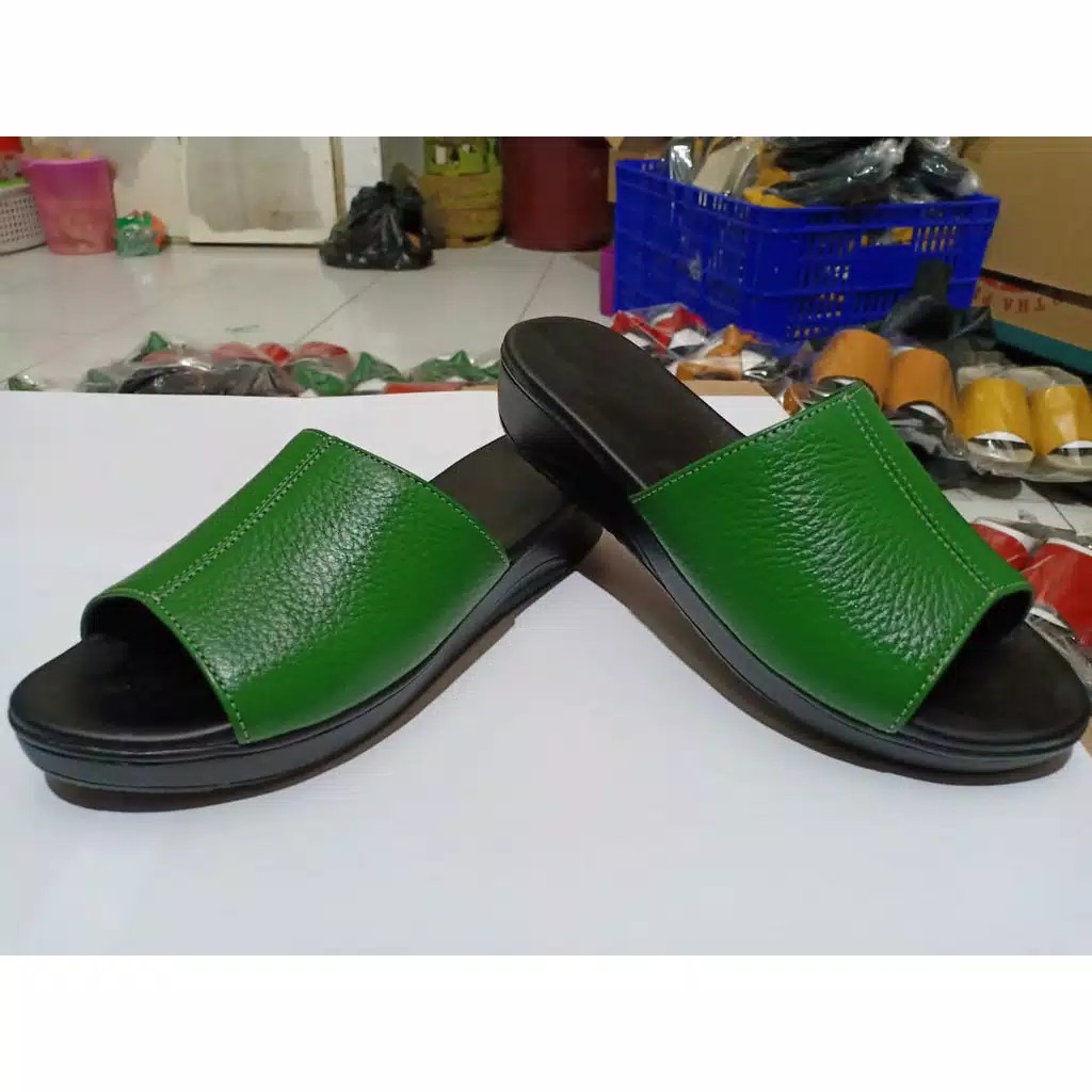 BEST SELLER SANDAL KULIT HAK FLAT WANITA ANTI LICIN PAPIRUT CASUAL ASLI GARUT SUKAREGANG