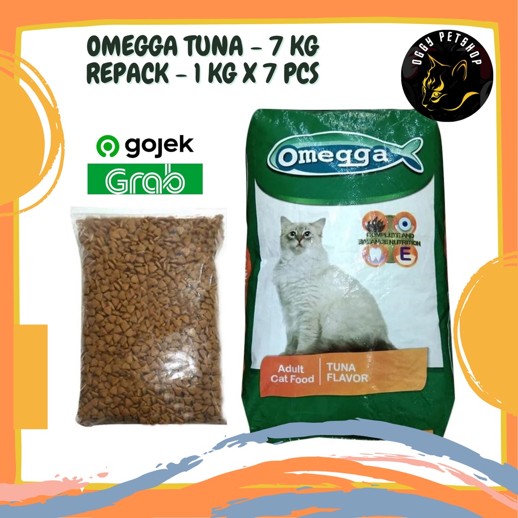 Paket OMEGGA TUNA 7Kg Makanan Kucing 7 pcs x 1 Kg Khusus Grab/Gojek