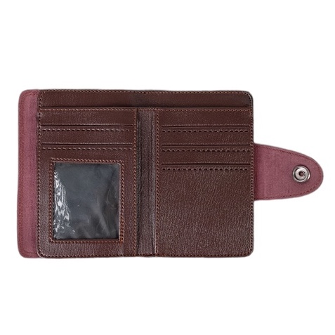 Dompet Pria Lipat Tanggung Kulit Sintetis Slot Kancing Leather PU