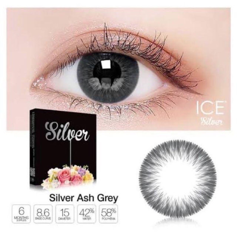 Softlens ICE SILVER - X2 Exoticon | Normal &amp; Minus 0.50 - 2.50 + FREE LENSCASE - KASIMURA