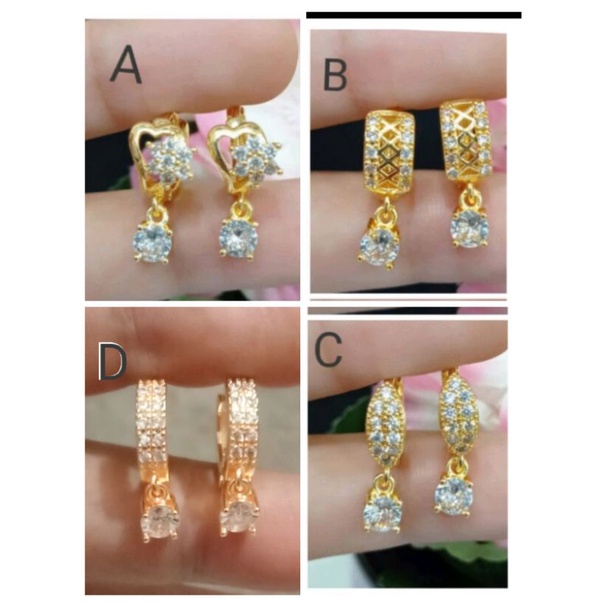 SAL32. Anting xuping wanita lapis emas dgn mata zircon