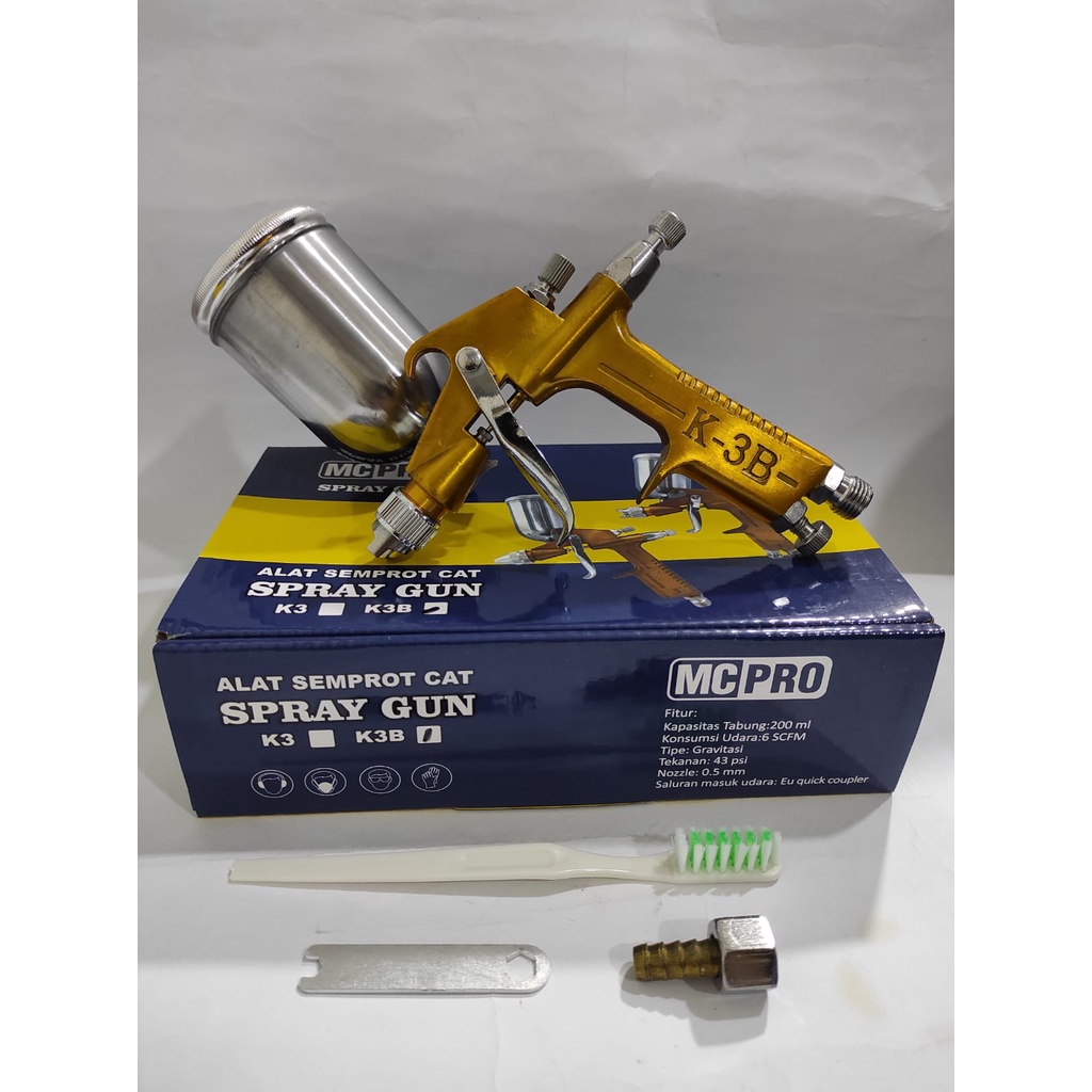 McPRO GOLD Profesional spray gun K3B nozzle 0.5mm 200ml / spet cat semprot MC PRO Gold K3B