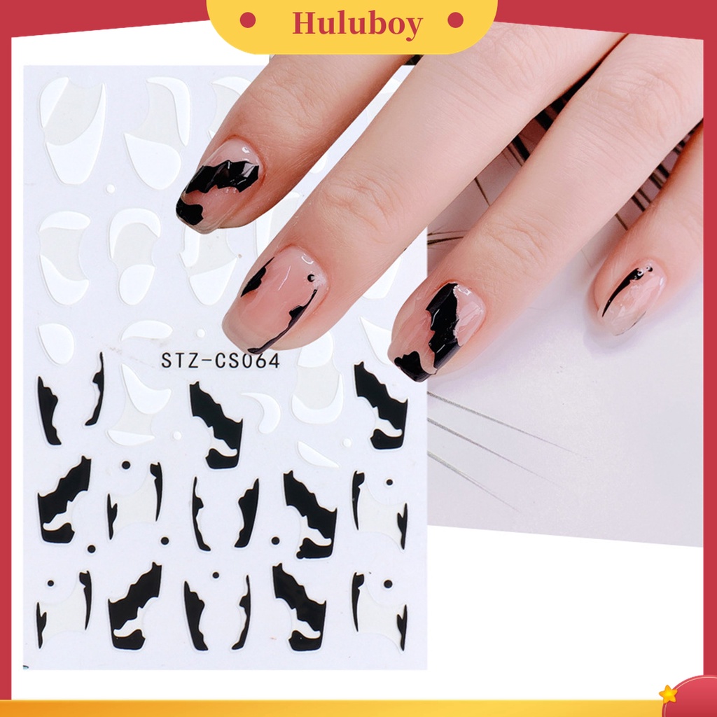 Huluboy Huluboy♡ Stiker Kuku Motif Garis Warna-Warni 3D Untuk Manicure