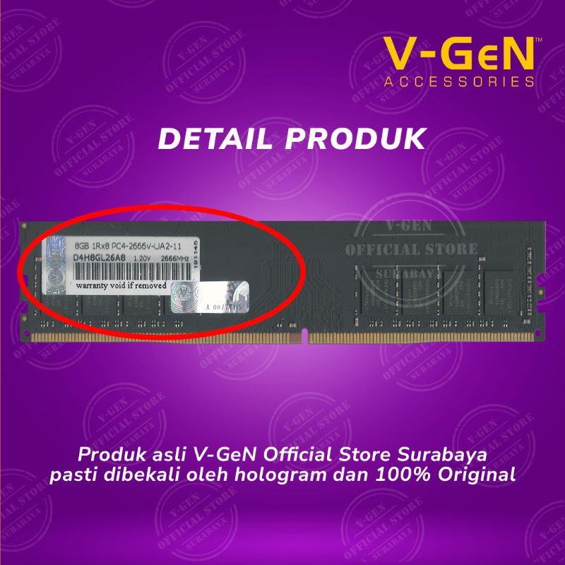 RAM  LongDimm DDR4 V-GeN Platinum 8GB PC21300/2666Mhz V-GeN