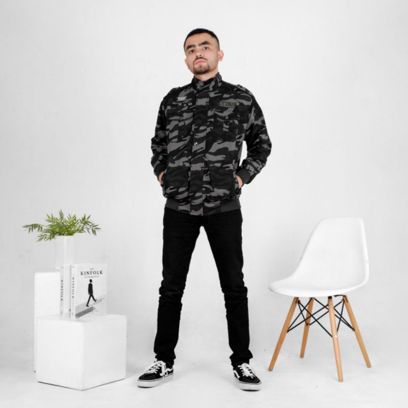 Jaket Bomber Elegan  Camo tiger Sensor Pria Wanita - Jaket Bomber Loreng