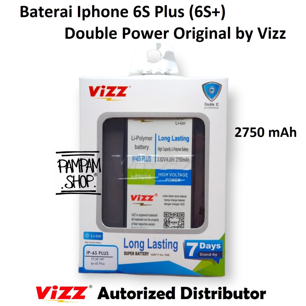 Baterai Vizz Double Power Ip 6S PLUS 6S+ Original Ori Batre Batrai Battery Iphone