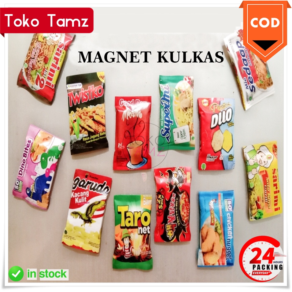 MAKASSAR Magnet Kulkas Miniatur Snack Minuman Ganci Souvenir Murah Shopee Online Shop Toko Tamz
