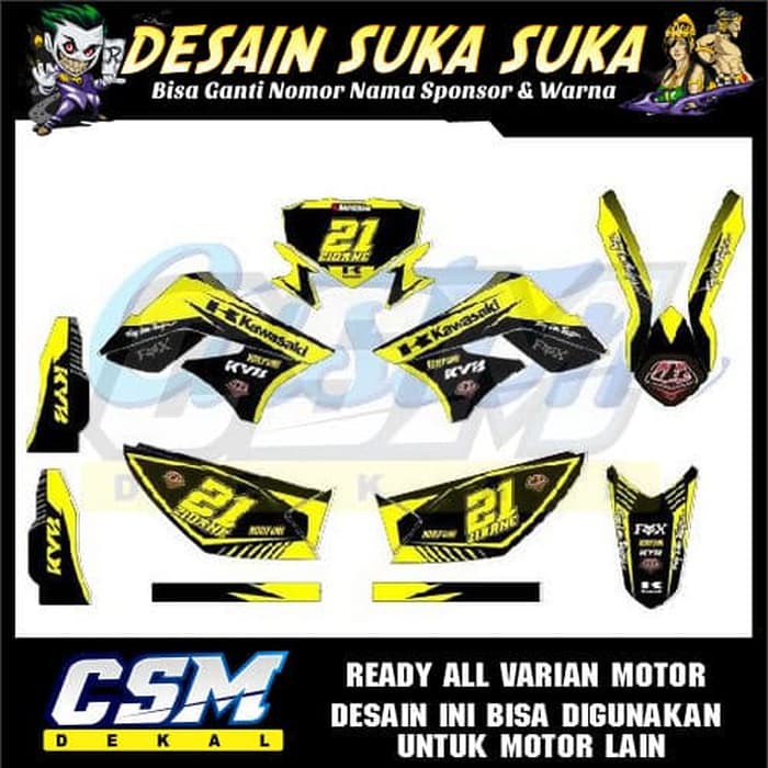 131 DEKAL DECAL MOTOR KLX 150 DTRACKER OLD L S STIKER STICKER STRIPING BODY fox kuning
