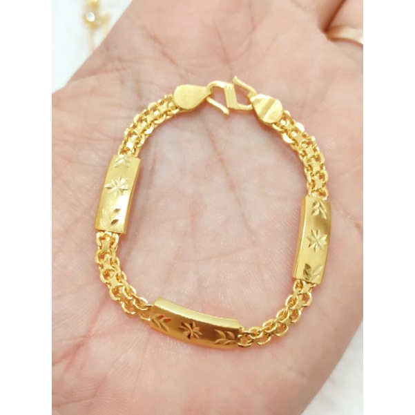 GELANG RANTE PLAT ANAK PERAK 925 LAPIS EMAS 24K