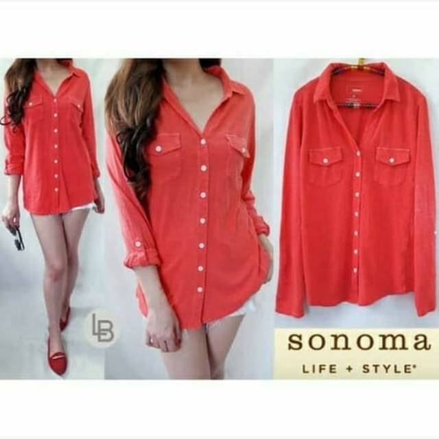 Kaos Kemeja Wanita Sonoma Henley Life style T-Shirt Women Casual
