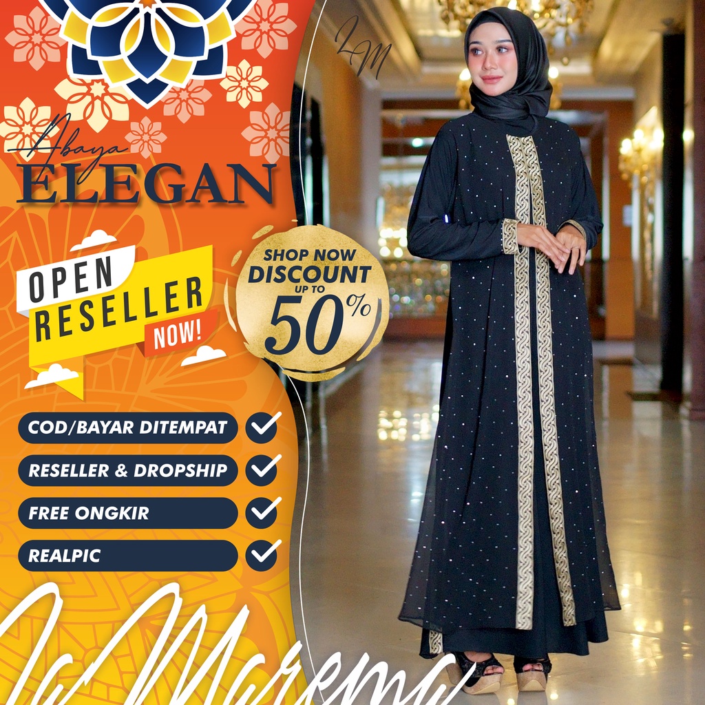 Gamis Abaya Turkey Arab Turki Bordir Pesta Wanita Terbaru Warna Hitam Non Putih Mewah Elegan 2021