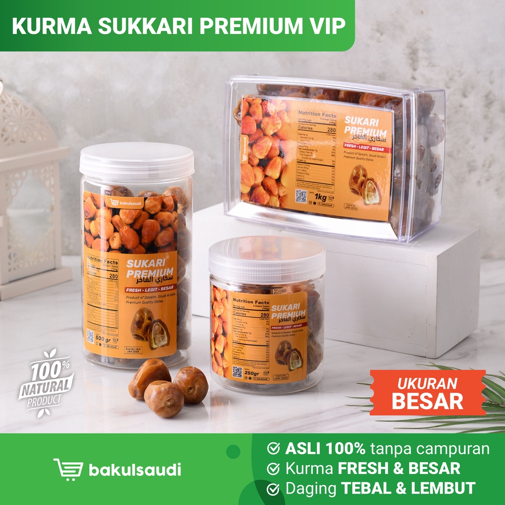 Kurma Sukkari PREMIUM VIP Lembut Original 100% / Kurma Raja Grade A Kurma Sukari Basah Premium Asli High Quality