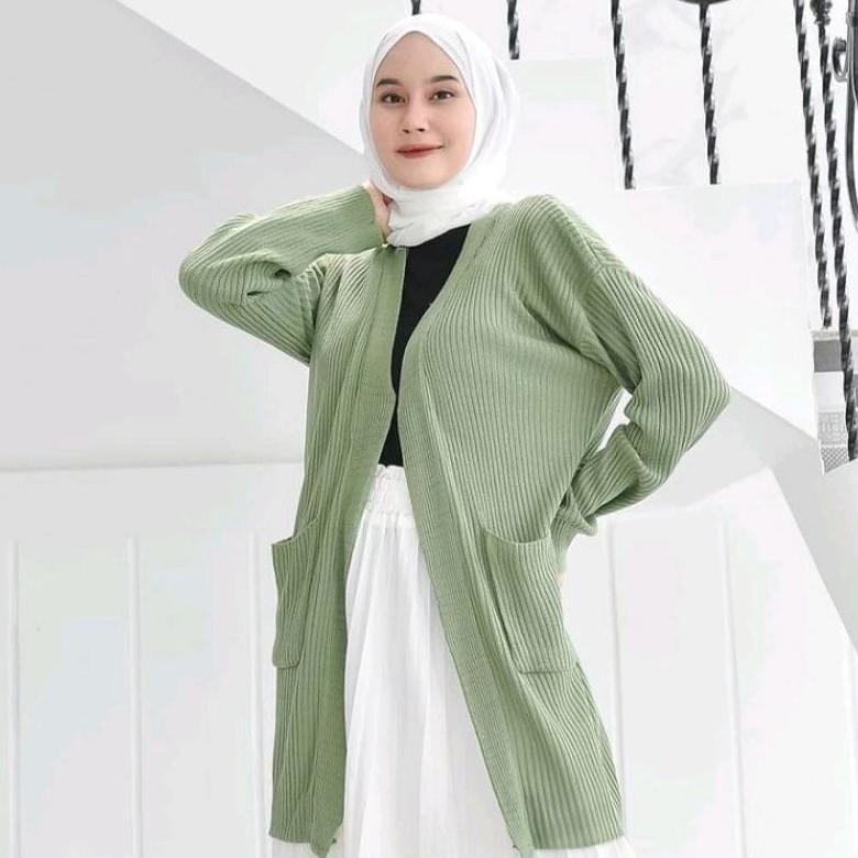 Cardigan Wanita Rajut Belle Panjang Sweater Rajut Best Seller