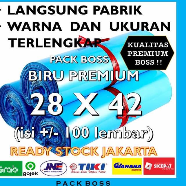 

✪ PREMIUM * BIRU 28x42 (+/-100 lembar) Polymailer Plastik Packing Online ✹
