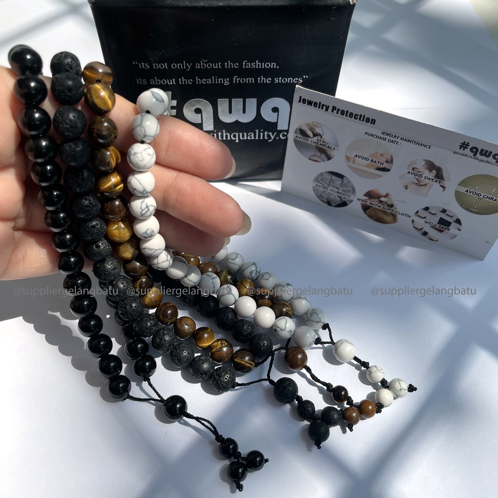 SOUVENIR TAHLILAN Tasbih Tangan Batu Alam Natural Onyx Lava 33 Butir Pyrus Putih Stone Souvenir Pernikahan Tahlilan Muslim Kado hadiah