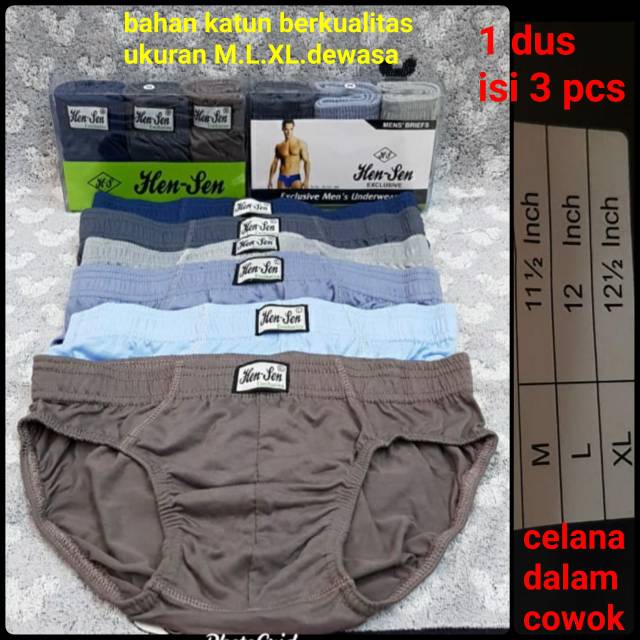 Toko abel grosir celana dalam pria katun m,l,xl warna random