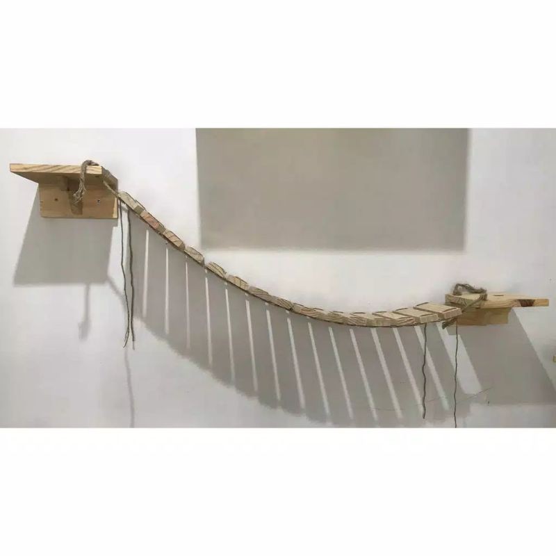 Rumah kandang kucing kayu tempat bermain kucing ambalan jembatan kayu jati Belanda cat playground