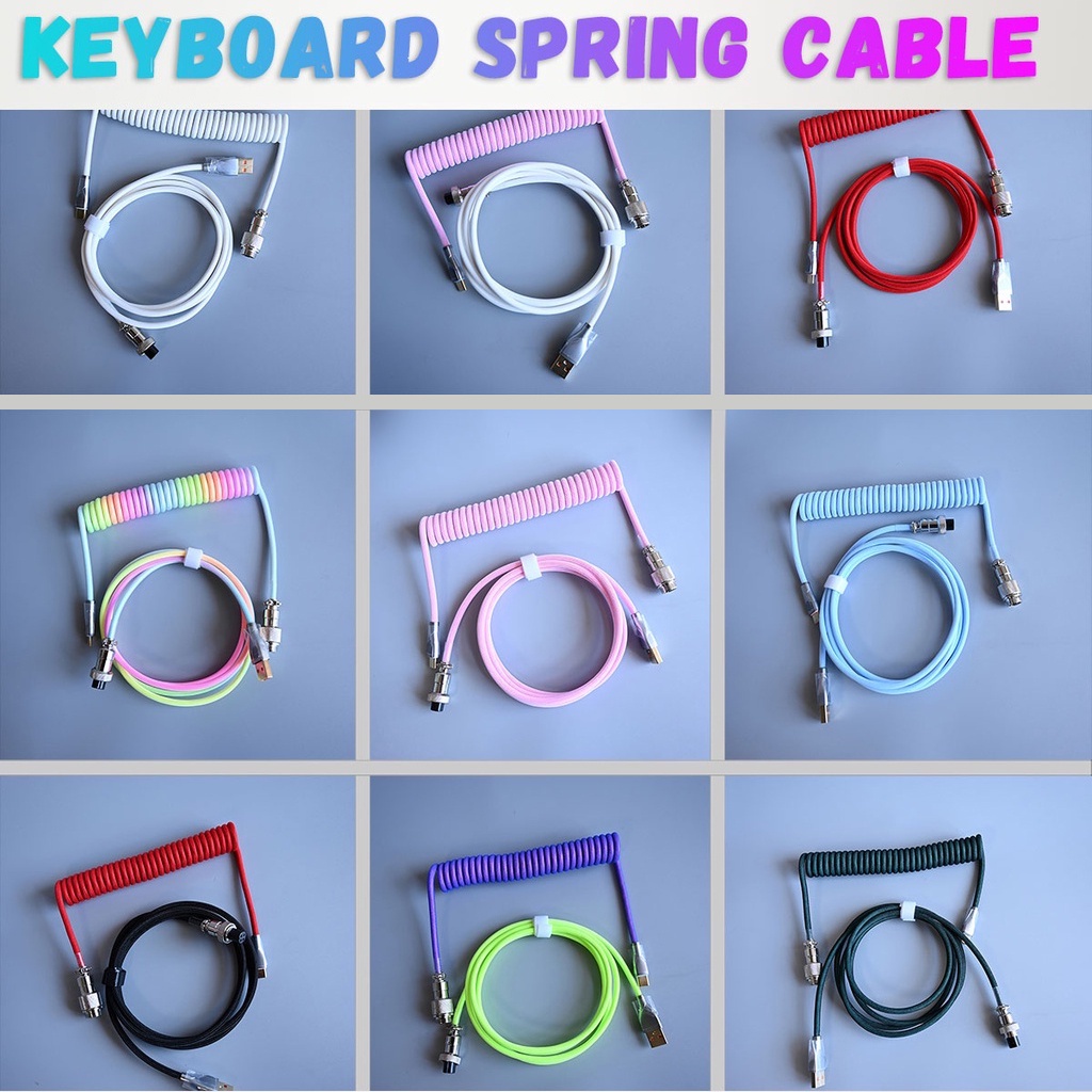 Mechanical Keyboard Data Personalization Spring  Custom  Coiled Braided USB Charging Type-C Cable