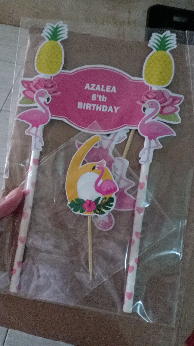 Topper Cake/cupcake Tambah Nama, Hiasan Kue Ulang Tahun, Motif Flamingo