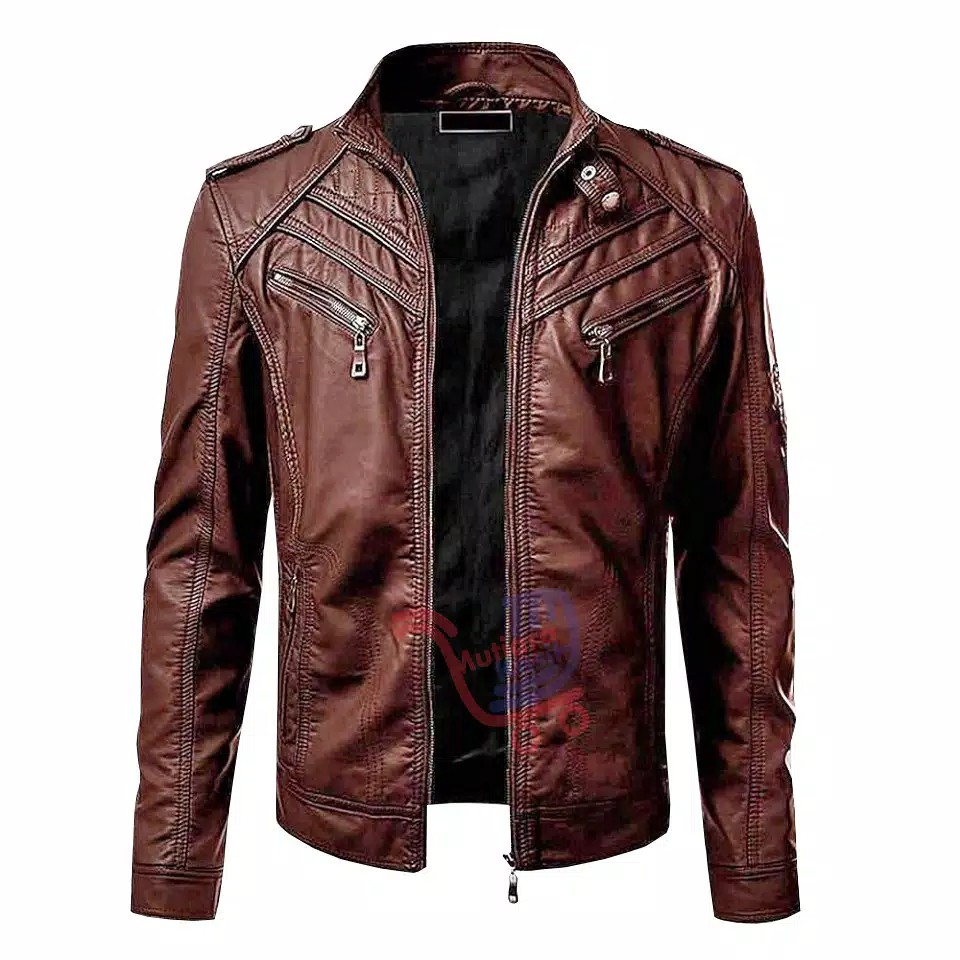 Jaket kulit Motor Pria Model Racing Bahan Viena [ Full Black dan Full Brown]