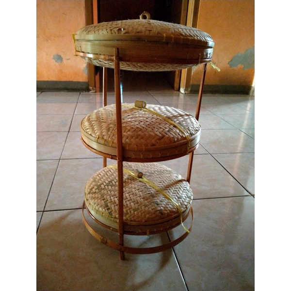 Tempat bumbu anyam bambu/bumbu dapur/rak susun anayaman bambu /rak anyaman bambu murah