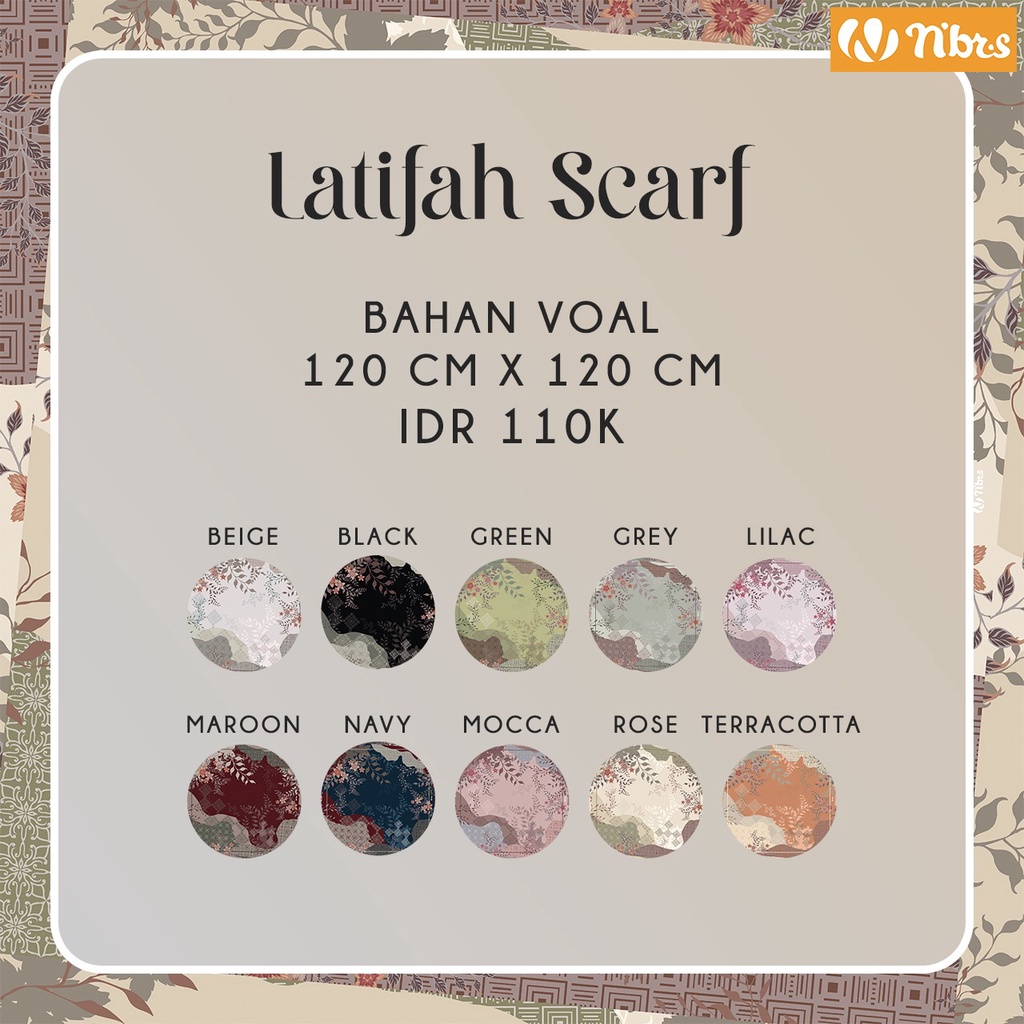 Hijab Segiempat Latifah Scarf Bahan Voal Nibras Hijab Murah Fashion Style