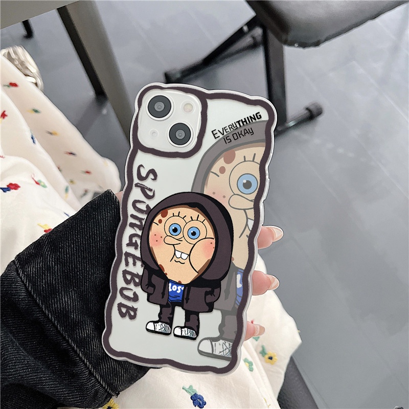 Soft Case Pelindung Lensa Kamera Motif SpongeBob SquarePants Untuk iPhone 13 Pro Max 11 12 Pro X XS Max 7 8 Plus SE 2020