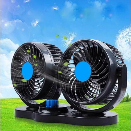 Kipas angin AC Mobil portable double 2 car fan 6inch 360 degree geleng super dingin