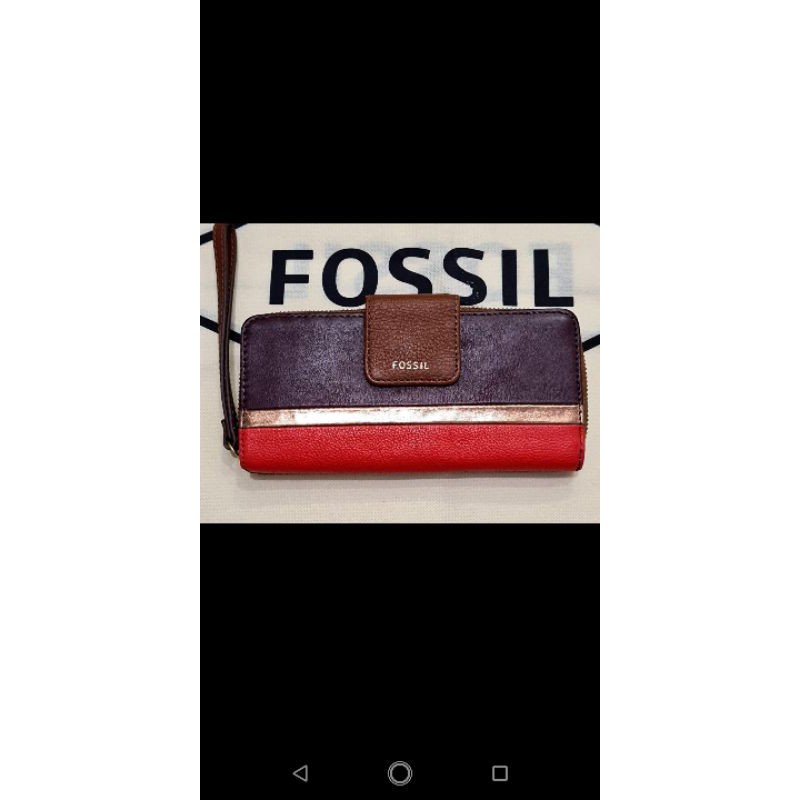 Fossil Madison zip clutch bronze multi